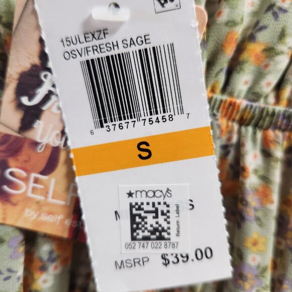 Self-Esteem Juniors' Short-Sleeve Peasant Mini Dress - Fresh Sage - Picture 6 of 6